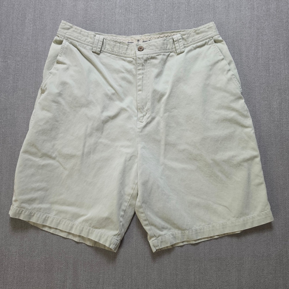 Tommy Bahama Shorts Mens 36 Beige Tencel Cotton Flat Front Casual Chino